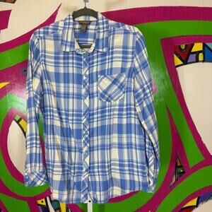 Bit & Bridle, Blue and White Casual Button Down Shirt. Size Medium Good used con